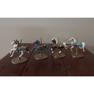 Complete Set of  4  1989 Hallmark Carousel Horse Ornaments